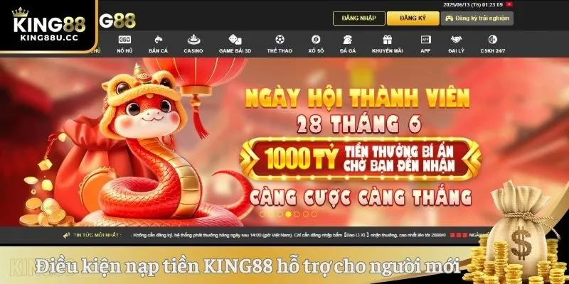 Điều kiện nạp tiền KING88 hỗ trợ cho người mới 